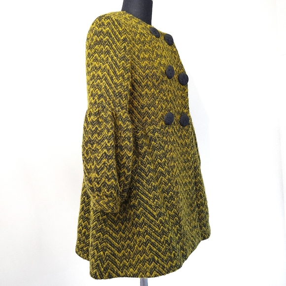Marni Chevron Chartreuse Wool Puff Sleeve Jacket Coat - Picture 11 of 16
